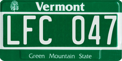 VT license plate LFC047