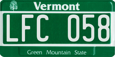 VT license plate LFC058