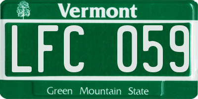 VT license plate LFC059