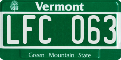 VT license plate LFC063
