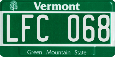 VT license plate LFC068