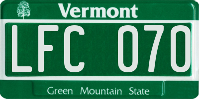 VT license plate LFC070