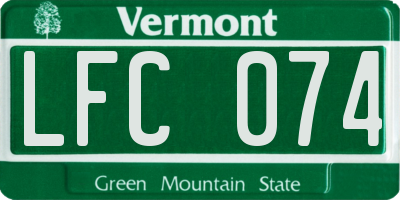 VT license plate LFC074