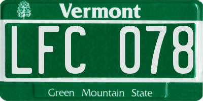 VT license plate LFC078