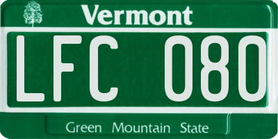 VT license plate LFC080