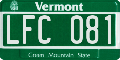 VT license plate LFC081