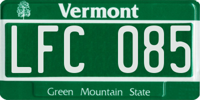 VT license plate LFC085