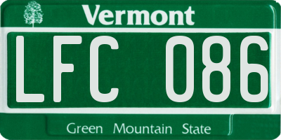 VT license plate LFC086