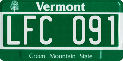 VT license plate LFC091