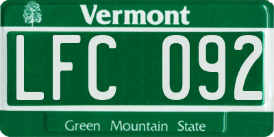 VT license plate LFC092