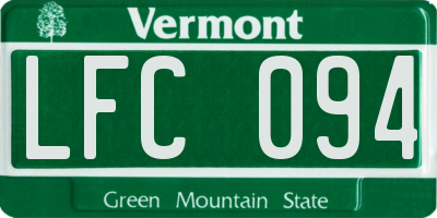 VT license plate LFC094