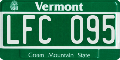 VT license plate LFC095