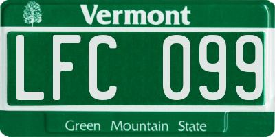 VT license plate LFC099