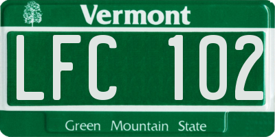 VT license plate LFC102