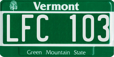 VT license plate LFC103