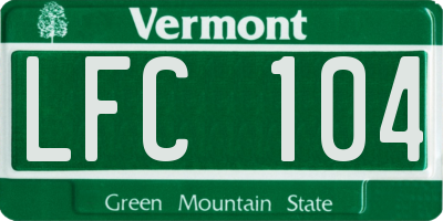 VT license plate LFC104