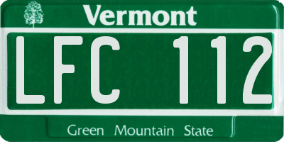 VT license plate LFC112