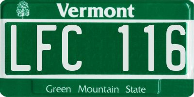 VT license plate LFC116