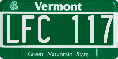 VT license plate LFC117