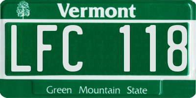 VT license plate LFC118