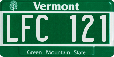 VT license plate LFC121