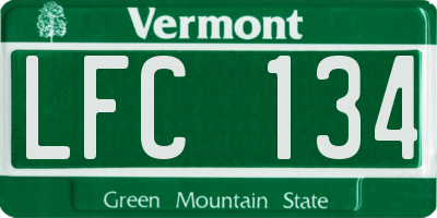 VT license plate LFC134