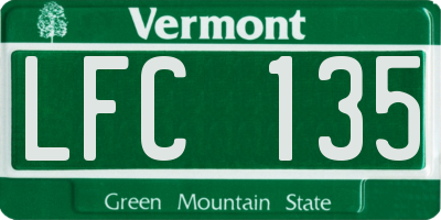 VT license plate LFC135