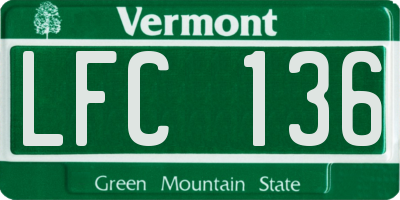 VT license plate LFC136