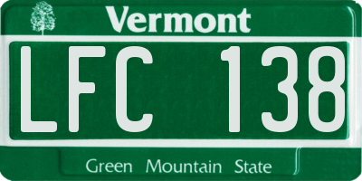 VT license plate LFC138