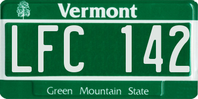 VT license plate LFC142