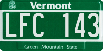 VT license plate LFC143