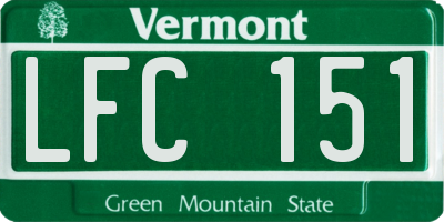 VT license plate LFC151