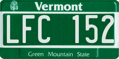VT license plate LFC152