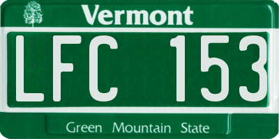 VT license plate LFC153