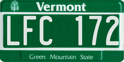 VT license plate LFC172