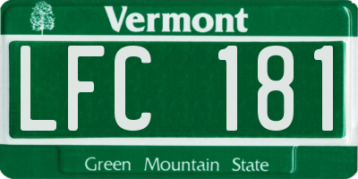 VT license plate LFC181