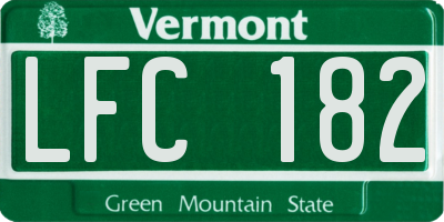 VT license plate LFC182
