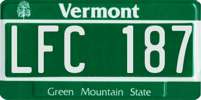 VT license plate LFC187