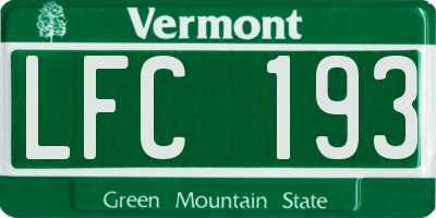 VT license plate LFC193