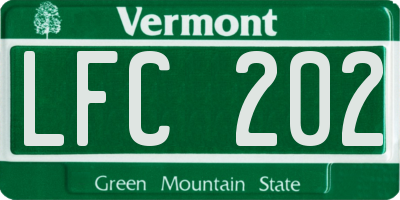 VT license plate LFC202