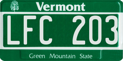 VT license plate LFC203