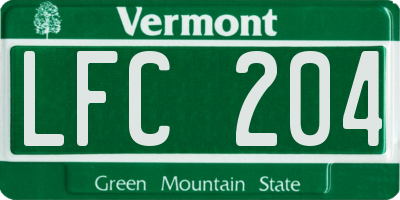 VT license plate LFC204