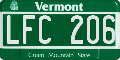 VT license plate LFC206