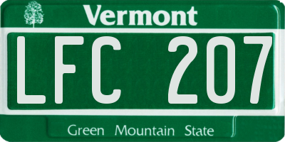 VT license plate LFC207
