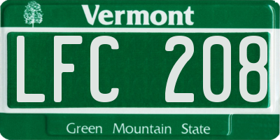 VT license plate LFC208