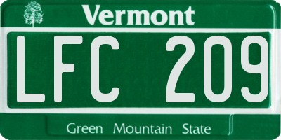 VT license plate LFC209