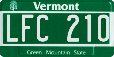 VT license plate LFC210