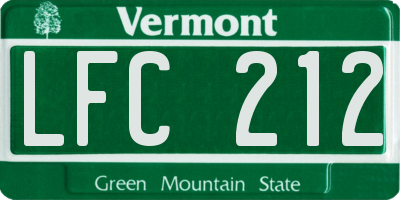 VT license plate LFC212