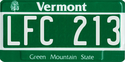 VT license plate LFC213