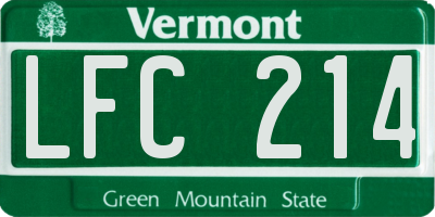 VT license plate LFC214